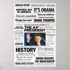 Póster Obama: El 44° Poster del Collage de titulares del