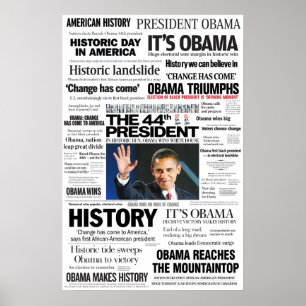 Póster Obama: El 44° Poster del Collage de titulares del