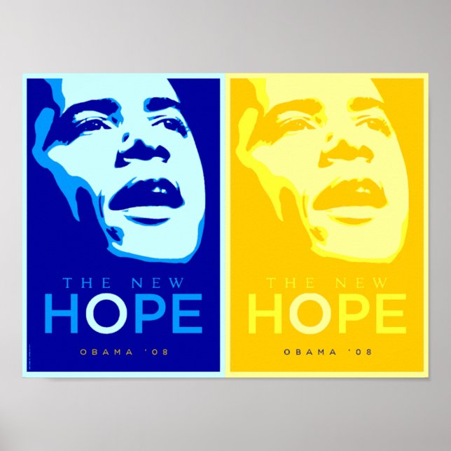 Póster Obama - El nuevo Poster de esperanza azul y oro (Frente)