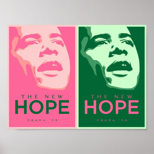 Póster Obama - El nuevo Poster Rosa y Verde de la Esperan (Frente)