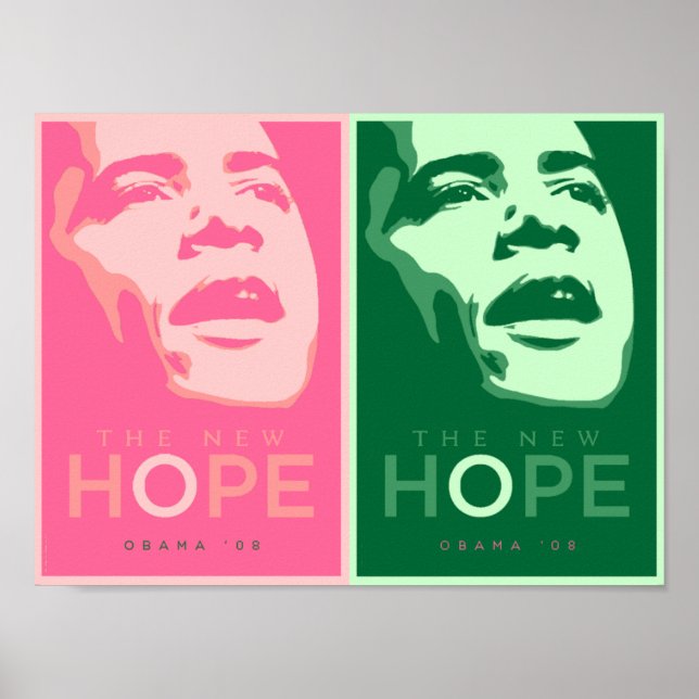Póster Obama - El nuevo Poster rosa y verde de la esperan (Frente)