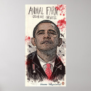 Póster Obama es Napoleón en la "Granja Animal" de George 