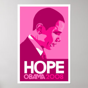 Póster Obama - Esperanza Poster rosado oscuro