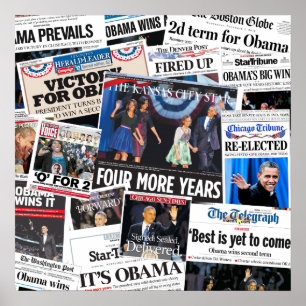 Póster Obama gana grupo de periódicos de portada 2012