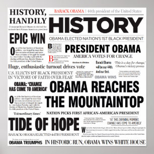 Póster Obama: Histórico Poster de Collage en titulares