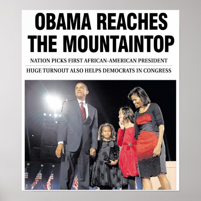 Póster Obama llega al Poster de la Montaña (Frente)