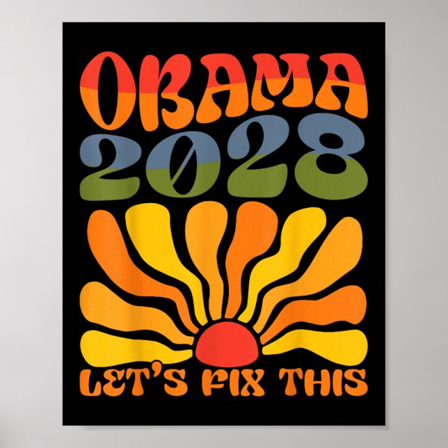 Póster Obama Para El Presidente 2028 Obama 2028 Flor Boho (Frente)