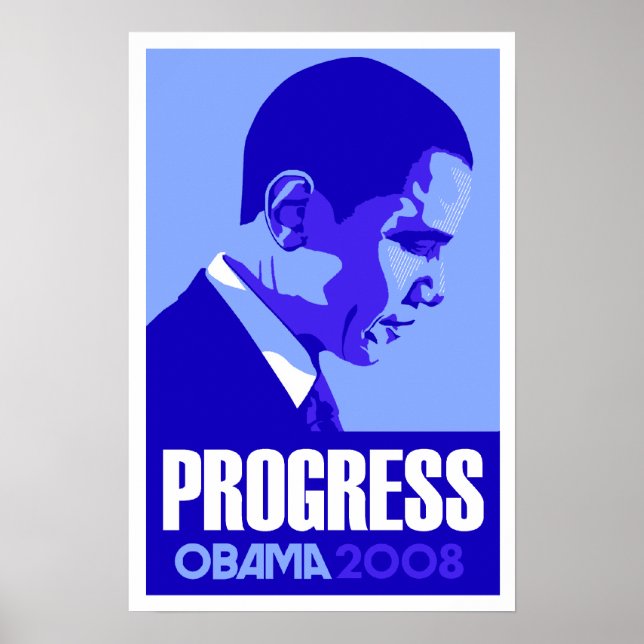 Póster Obama - Poster azul del progreso (Frente)