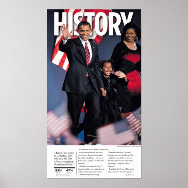 Póster Obama: Poster de un periódico de historia (Frente)