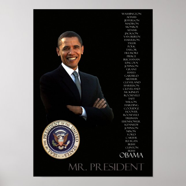 Póster Obama Poster - list of all 44 presidents (Frente)