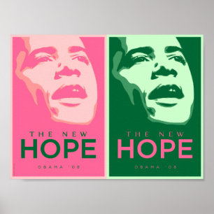 Póster Obama - poster rosado y verde 2 de la nueva