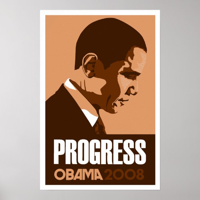 Póster Obama - Progreso Poster Brown oscuro (Frente)