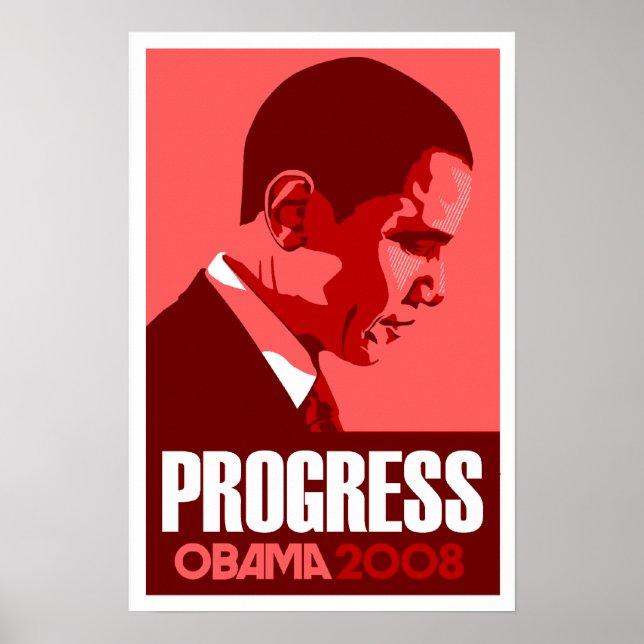 Póster Obama - Progreso Poster rojo oscuro (Frente)