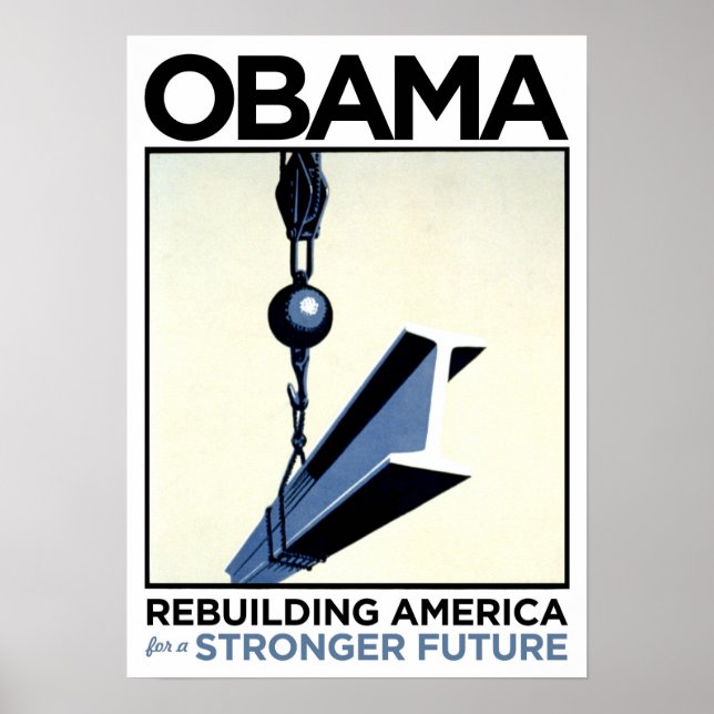 Póster Obama: Reconstruyendo América (Frente)