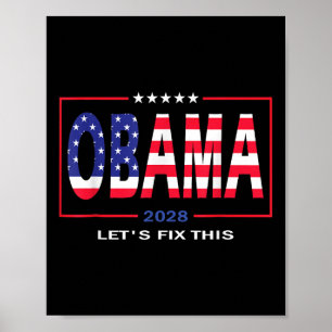 Póster Obama vintage Patriótico 2028 Bandera Política Est