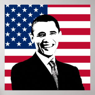 Póster Obama y la bandera americana