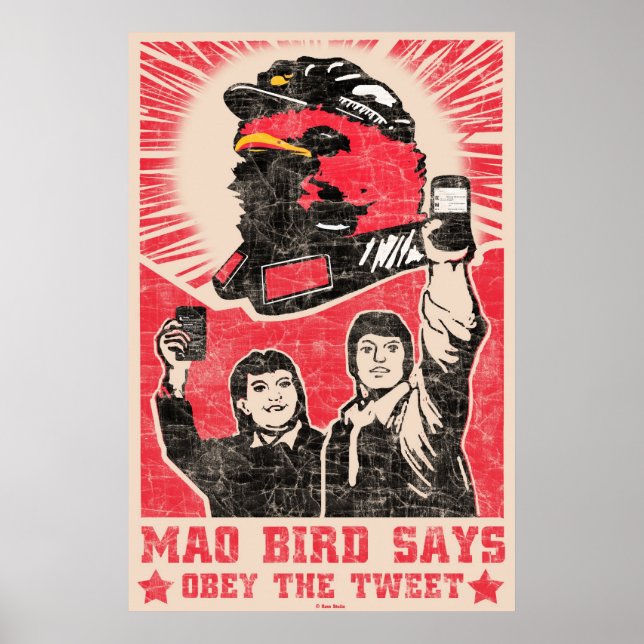Póster Obedece al Poster de pájaro Red Mao en Twitter (Frente)