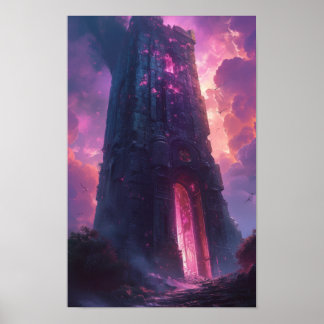 Póster Obelisco de piedra mística con Poster de Sigils Ar