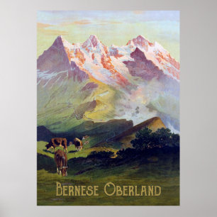 Póster Oberland bernés, paisaje, Suiza