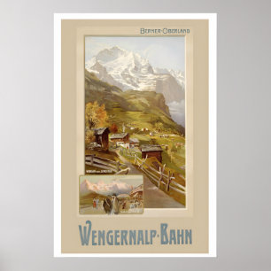 Póster Oberland bernés Wengen Jungfrau Suiza