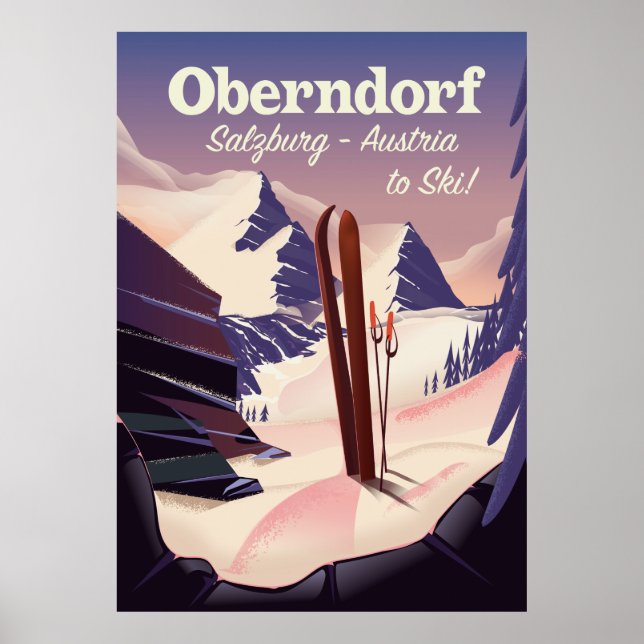Póster Oberndorf, Salzburgo, Austria, poster de esquí (Frente)