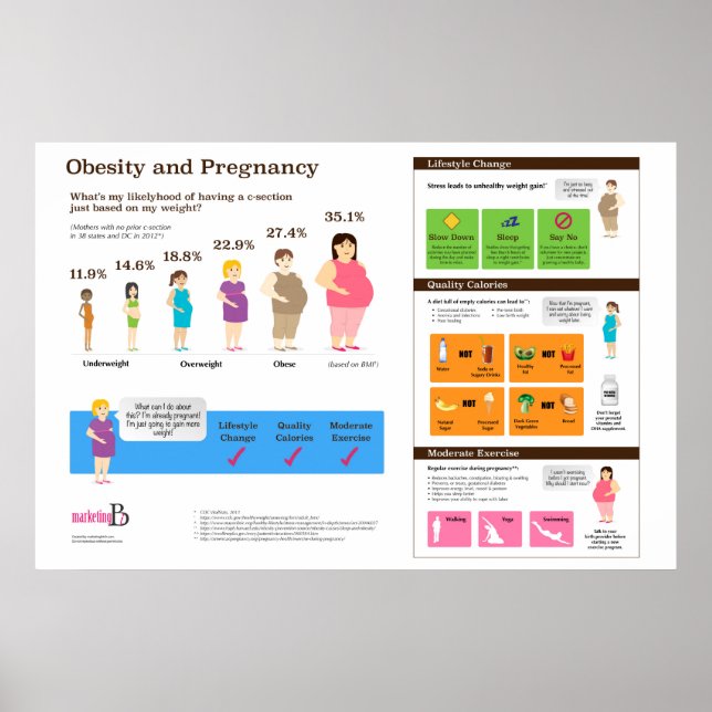 Póster Obesidad y embarazo Poster infográfico de 36" x 24 (Frente)