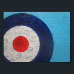 Póster Objetivo mod azul<br><div class="desc">De pintura acrílica con collage de scooters debajo</div>