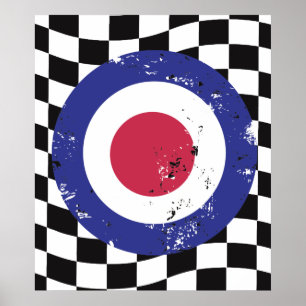 Póster Objetivo mod retro envejecido al fondo de comproba