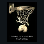 Póster Objetivos Cita Motivadora Baloncesto Vintage Sepia<br><div class="desc">Me Encanta Este Juego. Popular Deportes - Imagen de la pelota de baloncesto.</div>