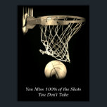 Póster Objetivos Cita Motivadora Baloncesto Vintage Sepia<br><div class="desc">Me Encanta Este Juego. Popular Deportes - Imagen de la pelota de baloncesto.</div>