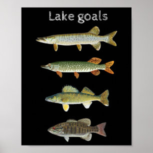 Póster Objetivos de lago Pesca Musky Pike Walleye Boca Pe