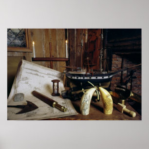 Póster Objetos de un escritorio del capitán del siglo XIX