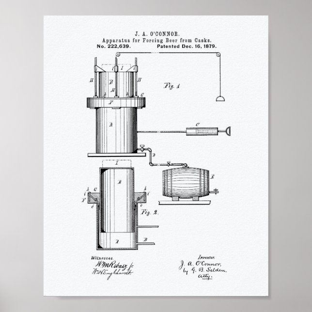 Póster Obligar a la cerveza 1879 Patent Art - Libro Blanc (Frente)