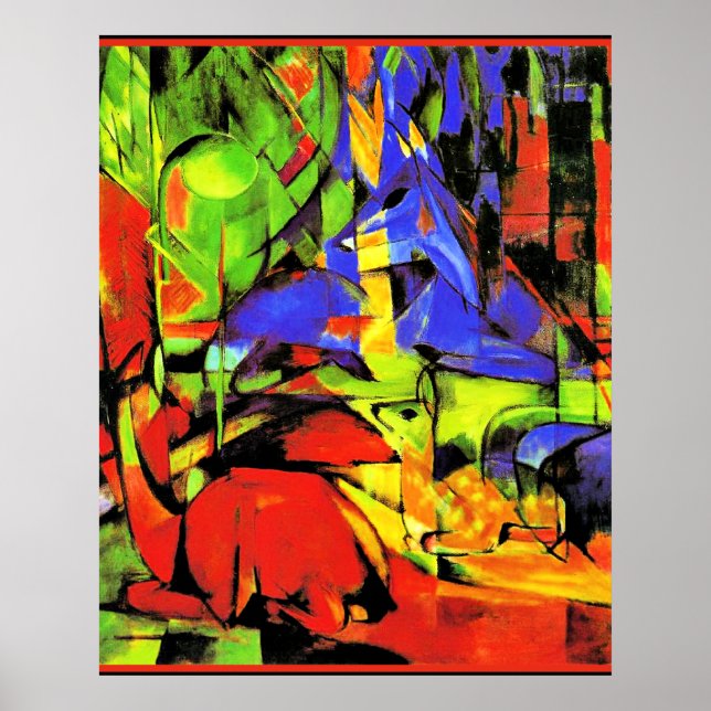 Póster Obra abstracta de Franz Marc, formularios de lucha (Frente)
