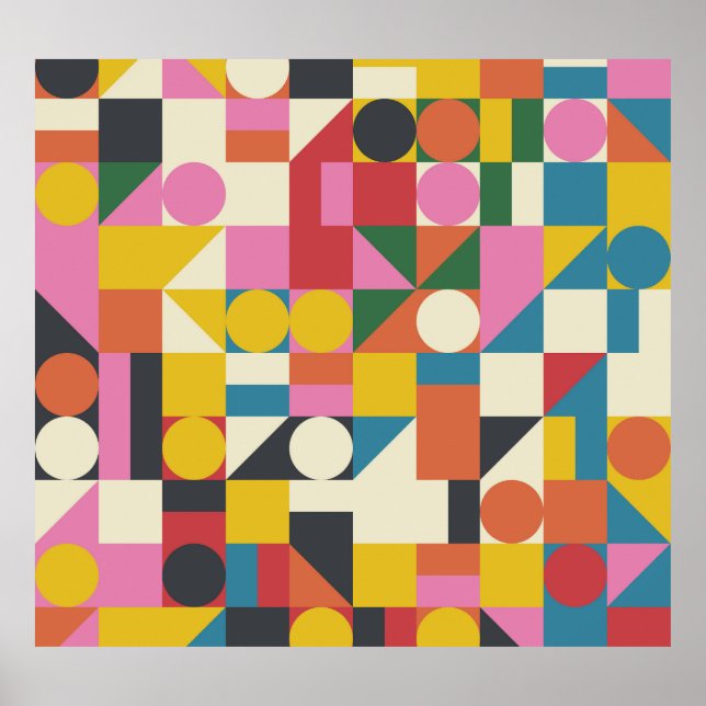 Póster Obra artística de Bauhaus: composición geométrica  (Frente)