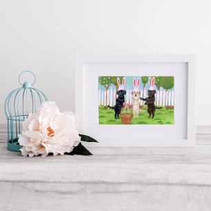 Póster Obra artística de Easter Bunny Labradors