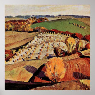 Póster Obra artística de Grant Wood, Paisaje,