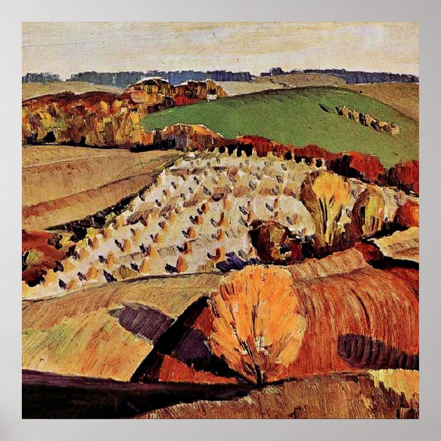Póster Obra artística de Grant Wood, Paisaje, (Frente)