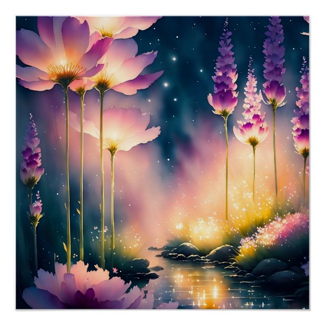 Póster Obra artística de las flores del Cosmos (Anverso)