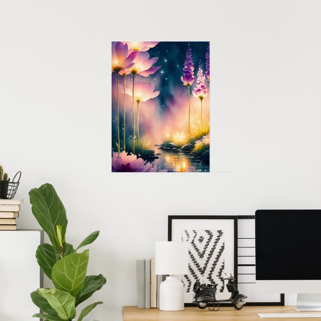 Póster Obra artística de las flores del Cosmos (Oficina en casa)