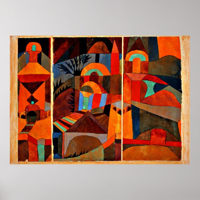 Póster Obra artística de Paul Klee, Jardines del Templo (Frente)