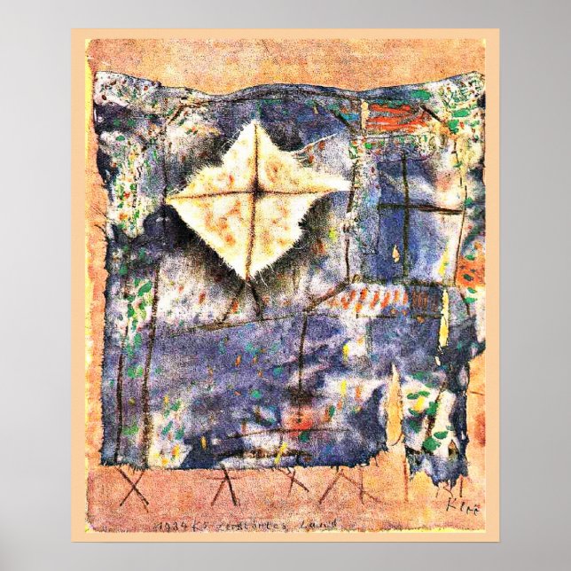 Póster Obra artística de Paul Klee, paisaje devastado (Frente)