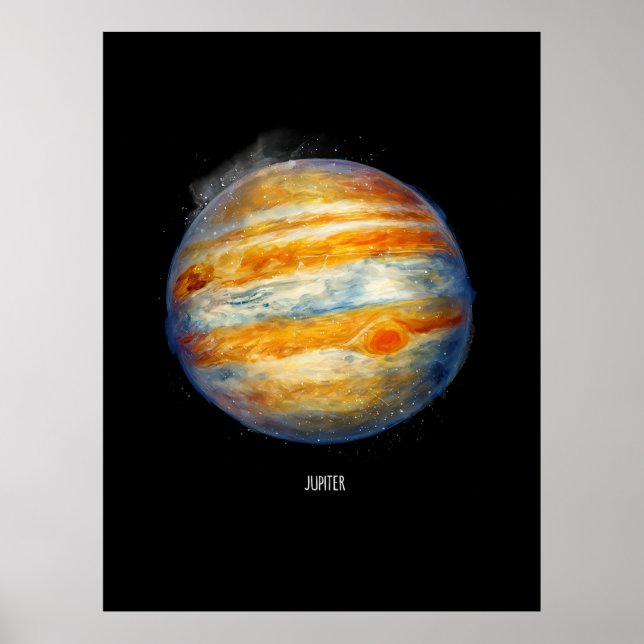 Póster Obra artística del planeta Júpiter - Ilustracion e (Frente)