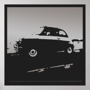 Póster Obra clásica de Fiat 500 - plata en el poster