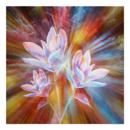 Póster obra de arte de flores modernas abstractas