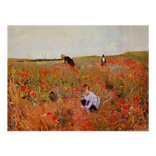 Póster Obra de arte de Mary Cassatt, Poppies rojos,