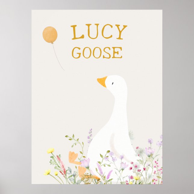 Póster Obra de Boho Goose Duck Floral Baby Shower (Frente)