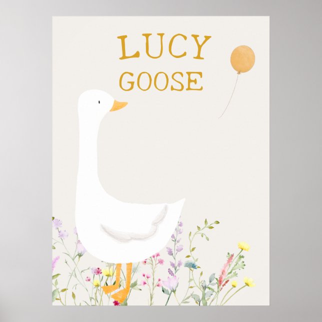 Póster Obra de Boho Goose Duck Floral Baby Shower (Frente)
