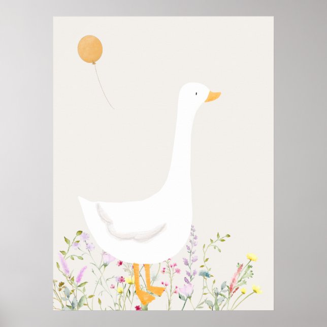 Póster Obra de Boho Goose Duck Floral Baby Shower (Frente)