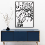 Póster Obra de dibujo de líneas florales botánicas minima<br><div class="desc">Un sencillo y moderno dibujo de flores minimalistas en blanco y negro. Haga clic en personalizar para cambiar el color de fondo o para agregar texto o imágenes. Contáctame con cualquier pregunta o petición.</div>